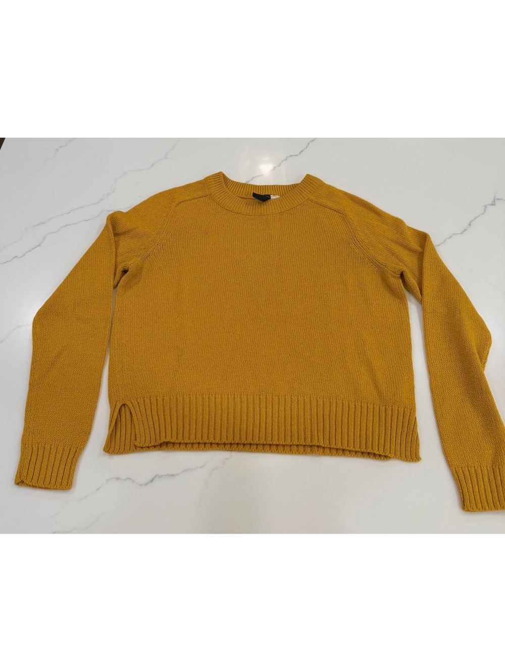 H&M Divided Mustard Yellow Cropped Knit Crewneck Sweater Size XS
